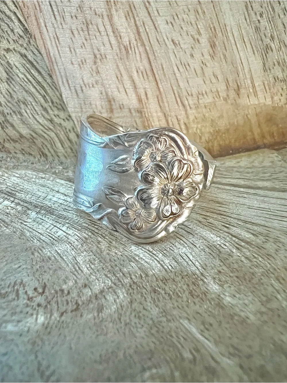 The Blossom Ring Vintage Silverware Spoon Ring Dogwood Flower SZ 7 Newly Made